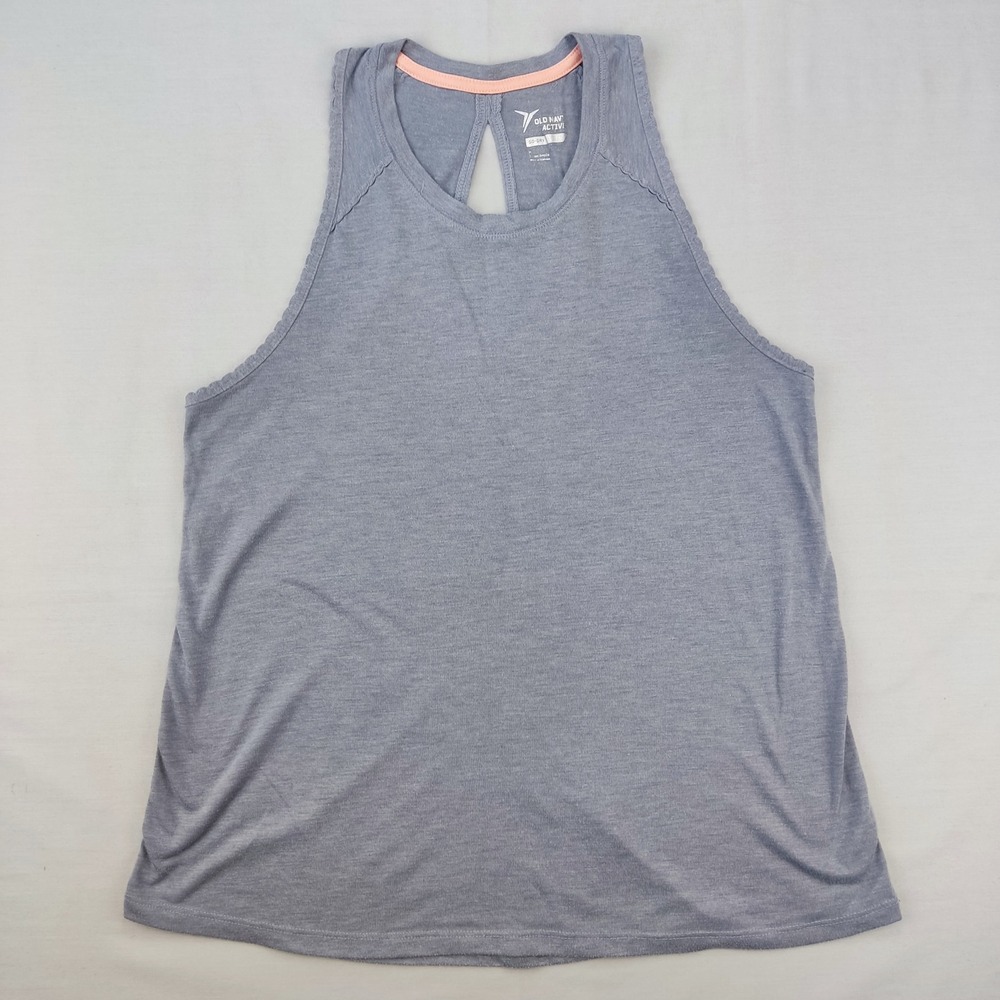 Old Navy Tank Top Womens M Gray Go-Dry Active Loose Keyhole Back Athletic‎